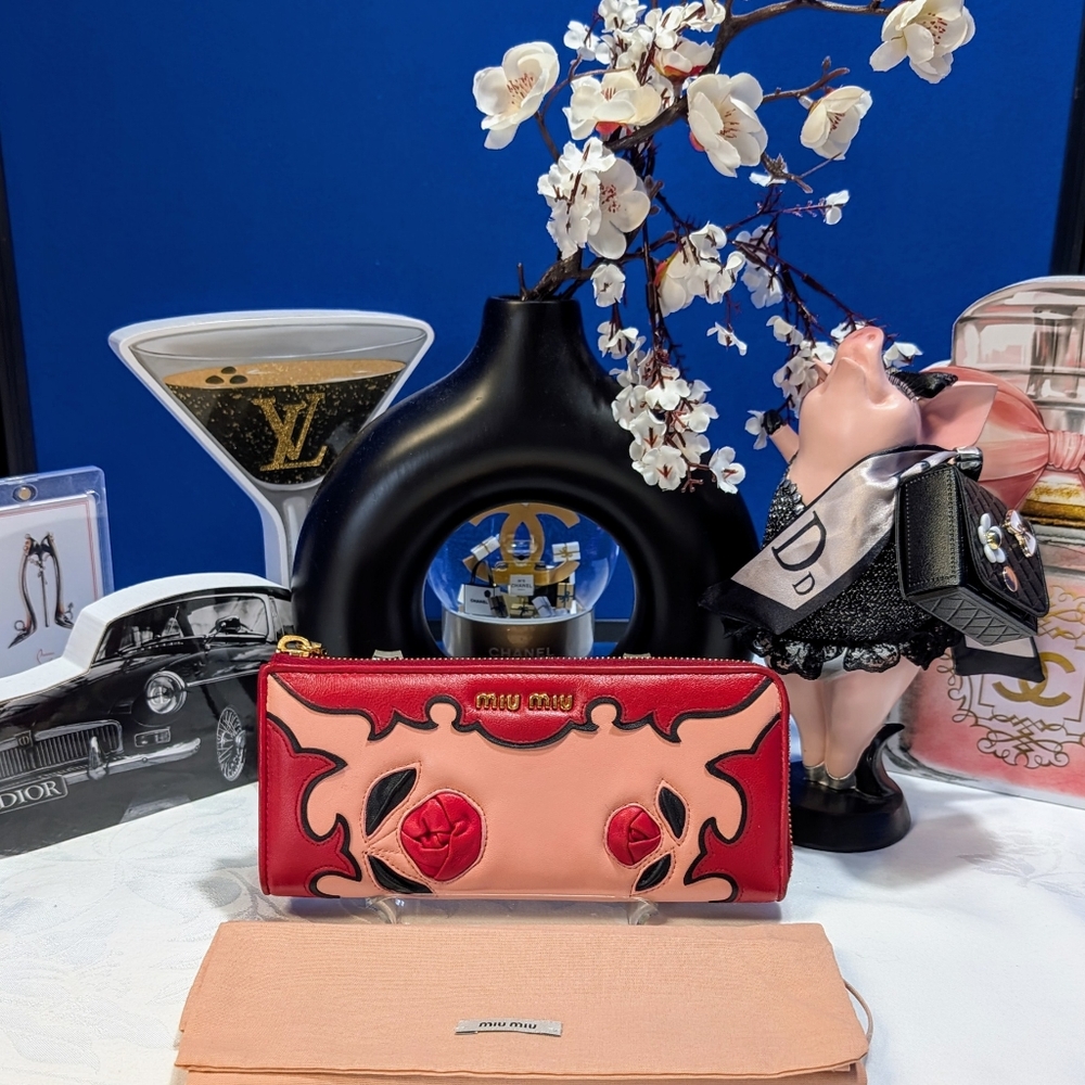 Miu Miu Pink and Red Western Design Wallet - Picture 2 of 14